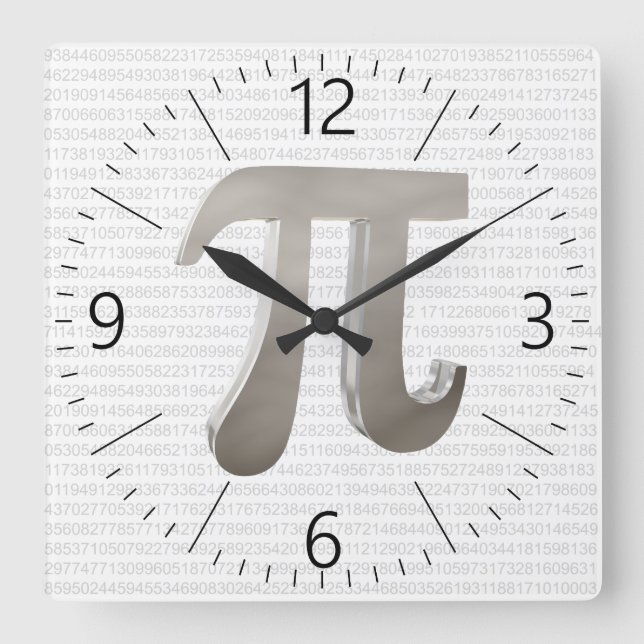 Cute metal pi character quadratische wanduhr (Vorderseite)