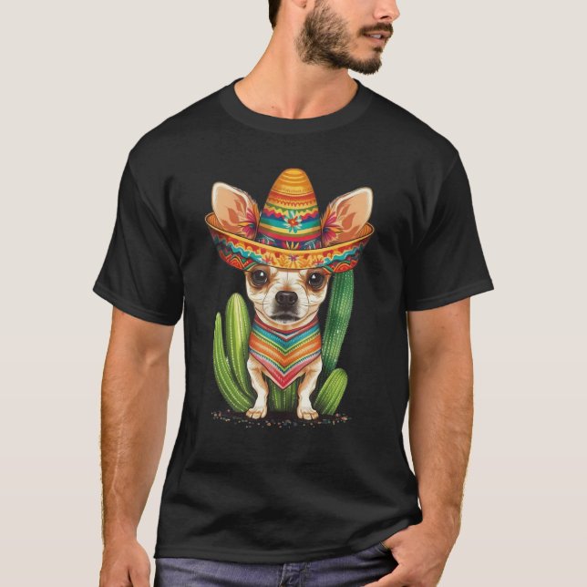 Cute Mexican Chihuahua Hat Cinco De Mayo Cactus Do T-Shirt (Vorderseite)