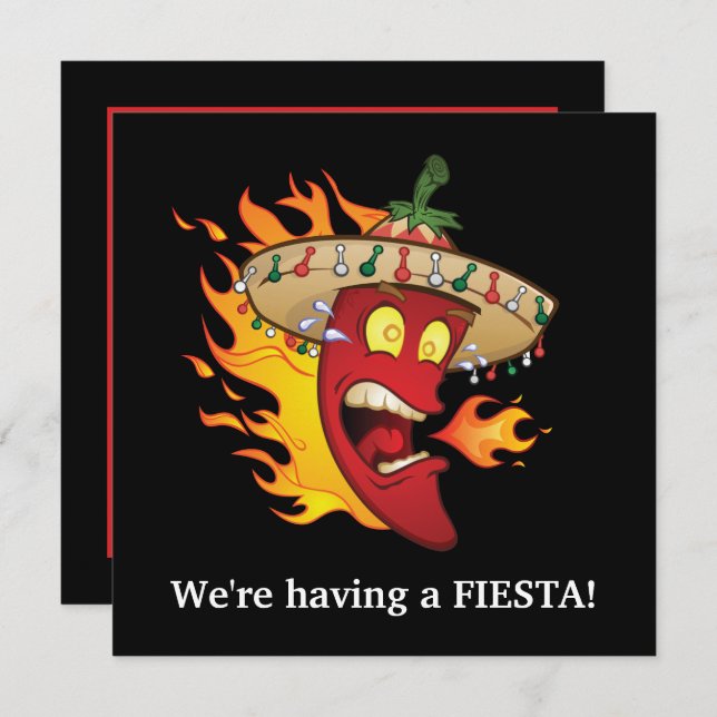 Cute Mexican Fiesta party Invitation (Devant / Derrière)