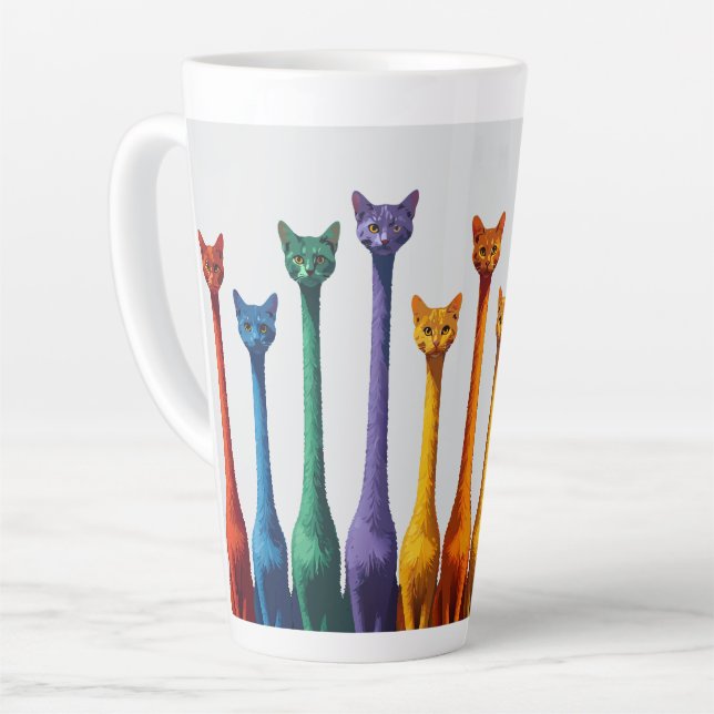 Cute mid century modern colorful retro cat  milchtasse (Linke Ecke)