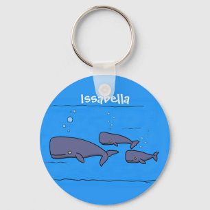 Cute migrating cartoon whales illustration schlüsselanhänger