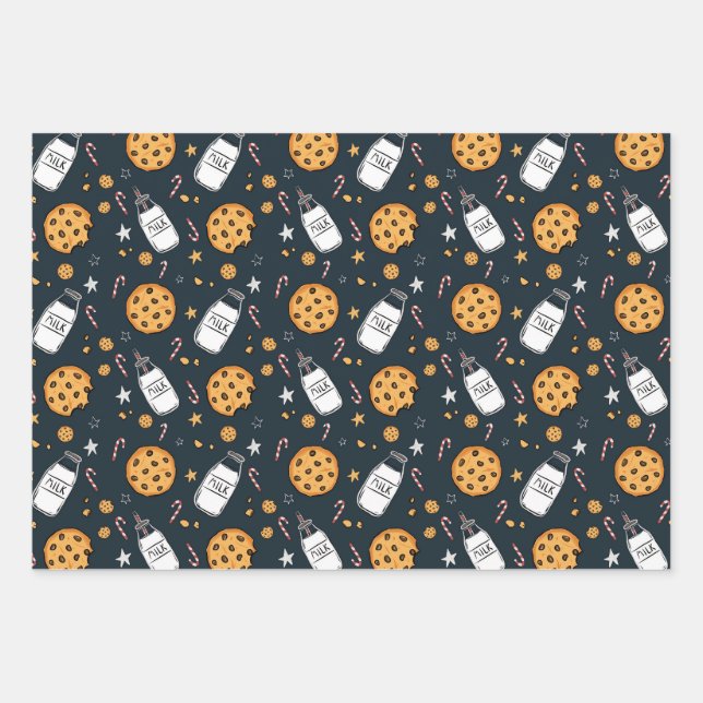 Cute Milk and Cookies Gift Wrap Geschenkpapier Set (Vorderseite)