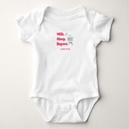 Cute "Milk. Sleep. Repeat." Baby Crib & Rainbow Strampler