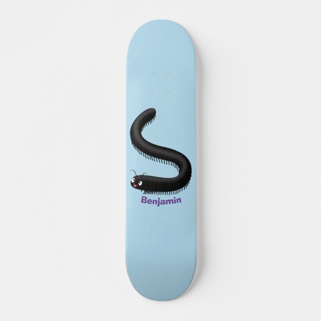 Cute millipede cartoon illustration skateboard (Vorne)