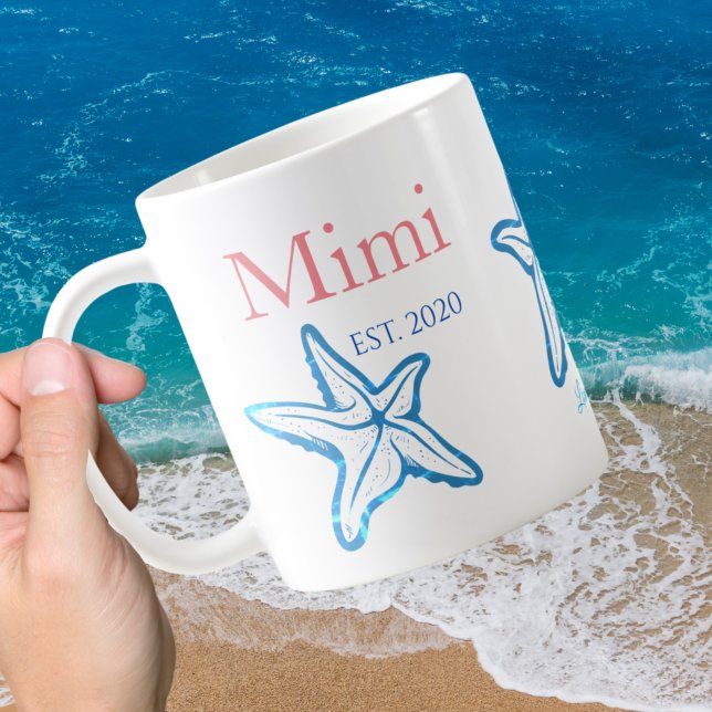Cute Mimi Blue Starfish Beachy Coffee Mug (Créateur téléchargé)