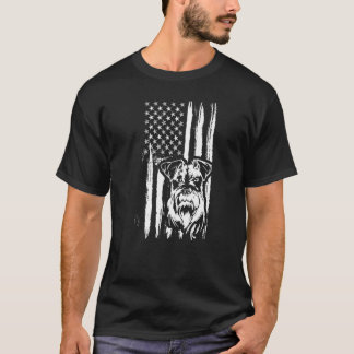 Cute Miniature Schnauzer Dog American Flag USA Pup T-Shirt