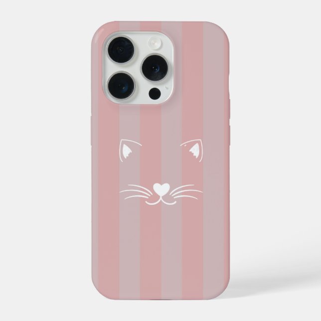 Cute Minimal Kitty Illustration Phone Case iPhone 15 Pro Hülle (Rückseite)