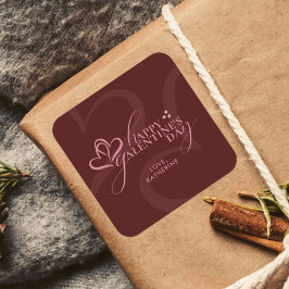 Cute Minimal Modern Maroon Script Galentine's  Quadratischer Aufkleber