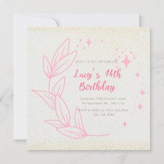 Cute Minimalist 14e anniversaire invitation