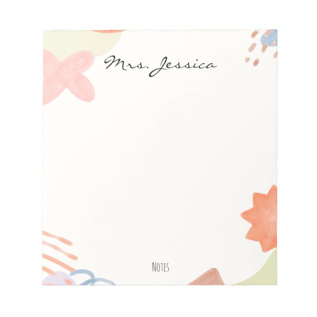 Cute Minimalist Boho Teacher Notepad Notizblock (Vorderseite)