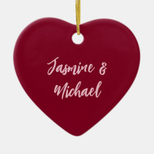 Cute Minimalist Burgunderrote Kalligrafie Eigener  Keramik Ornament