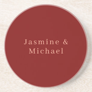 Cute Minimalist Deep Rot und Pfirsich Eigener Name Getränkeuntersetzer