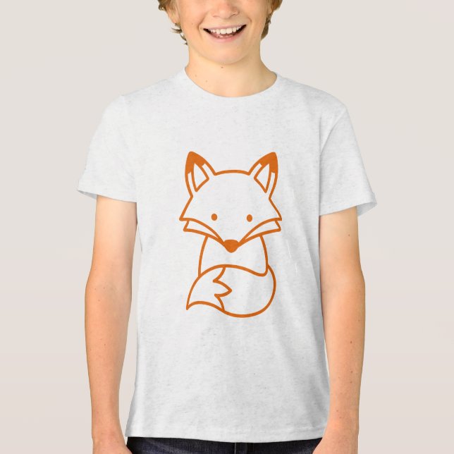 Cute Minimalist Fox Sitting Simple Doodle Tri-Blend Shirt (Vorderseite)