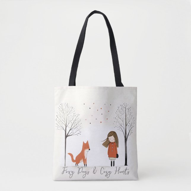 Cute Minimalist  Woodland Watercolor Beige  Tasche (Vorderseite)