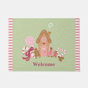 Cute Mint Pink Gingerbread Candy Door Mat Fußmatte
