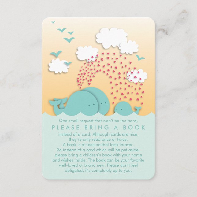 Cute Mint Whales Family Apportez une carte d'inser (Devant)