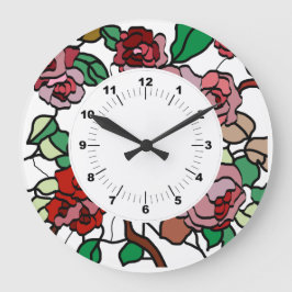 Cute Modern Bright Red Flowers Große Wanduhr