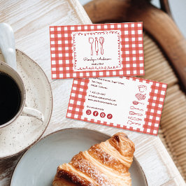 Cute Modern Farmhouse Gingham Social Icons Visitenkarte