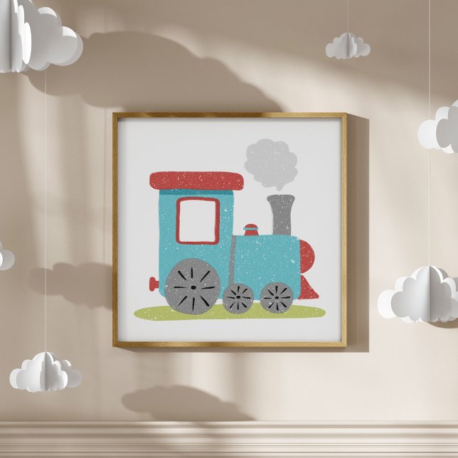 Cute & Modern Hand-Drawn Train Nursery Art Poster (Von Creator hochgeladen)