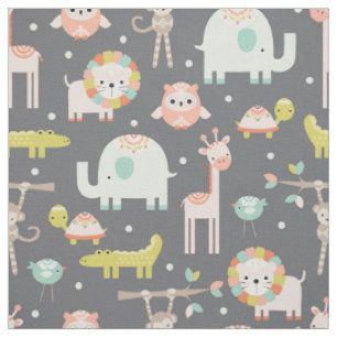 Cute Modern Jungle Animaux Nourriture tissu