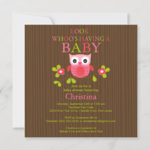 Cute Modern Owl Baby Shower Invitations