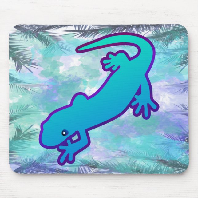 Cute modern simple blue green lizard mousepad (Vorne)