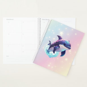 Cute moderne Kawaii Orca tueur baleine rose et ble