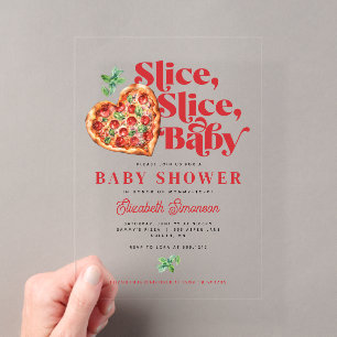 Cute moderne rote weiße Slice Slice Baby Shower-Ei Acryleinladungen