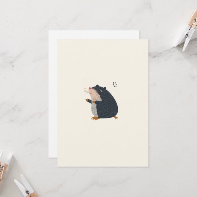Cute Mole Greeting Card – Invitation Card Einladung (Vorderseite/Rückseite Beispiel)