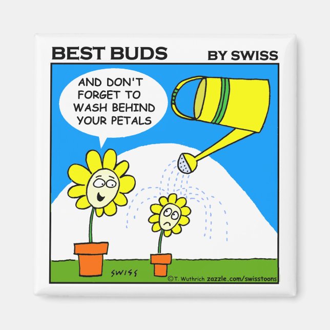 Cute Mom und Kids Bathtime Cartoon Flowers Magnet (Vorne)