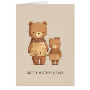 Cute Mommy Teddy Bear et Baby animal. Fête des mèr