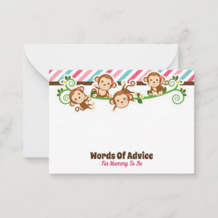 Cute Monkey Girl Jungle Conseils Cartes Baby showe