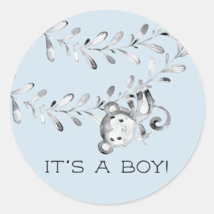 Cute Monkey It'a Boy Favoriser Sticker