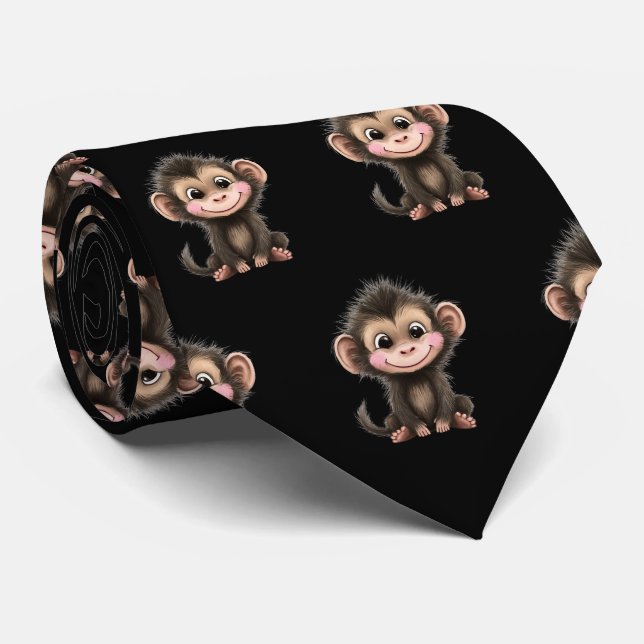 Cute Monkey Kawaii Neck Tie Krawatte (Gerollt)