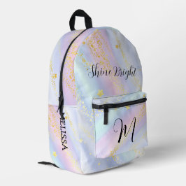 Cute Monogram Glitter Stars for Girls School  Bedruckter Rucksack