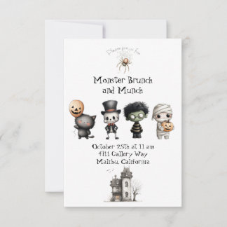 Cute Monster Brunch & Munch Party Invitation