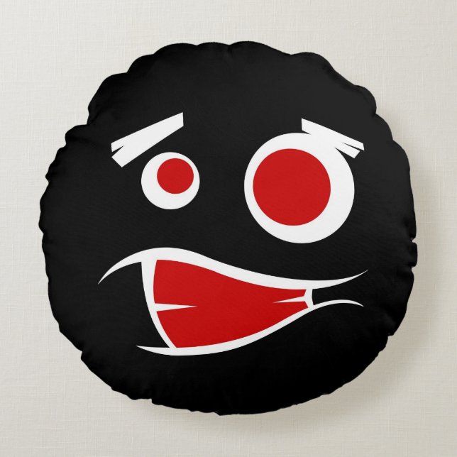 Cute monster face patterns license flame frame rundes kissen (Vorderseite)