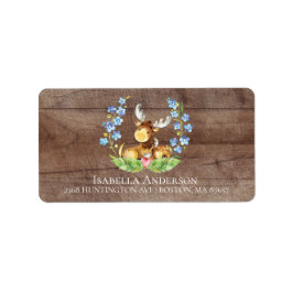 Cute Moose Boys Baby shower Étiquette de adresse