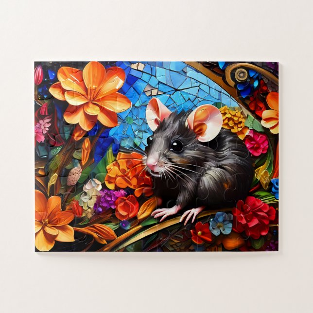 Cute Mosaic Field Souris Vive puzzle de couleur (Horizontal)