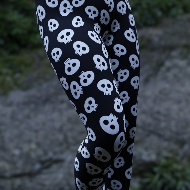 Cute Motif crâne Goth Halloween Leggings (Cute skull pattern leggings perfect for Halloween fun!)