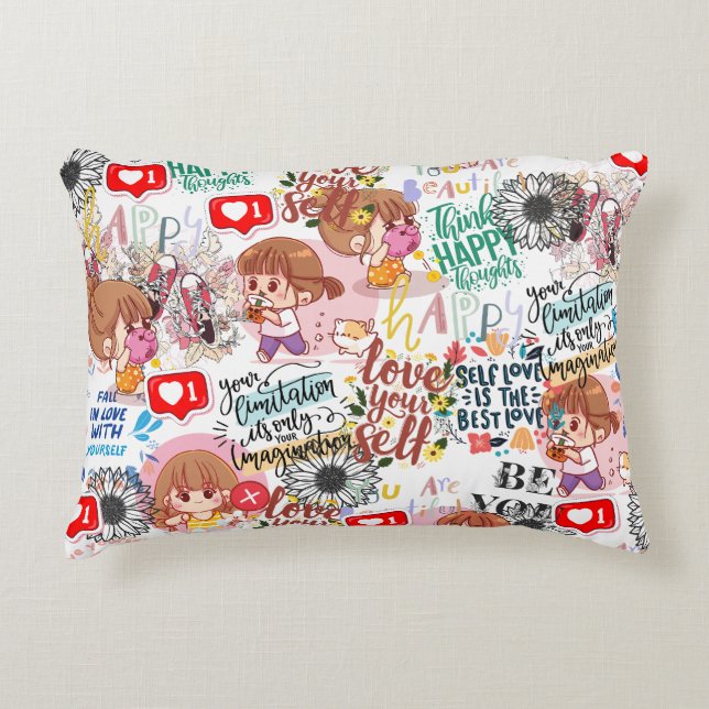 Cute Motivational – Positive Quote Kawaii  Dekokissen (Vorderseite)