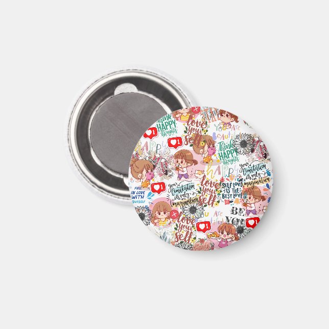 Cute Motivational – Positive Quote Kawaii  Magnet (Vorderseite/Rückseite)