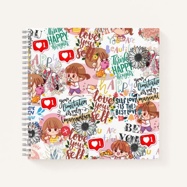 Cute Motivational – Positive Quote Kawaii  Notizbuch (Vorderseite)