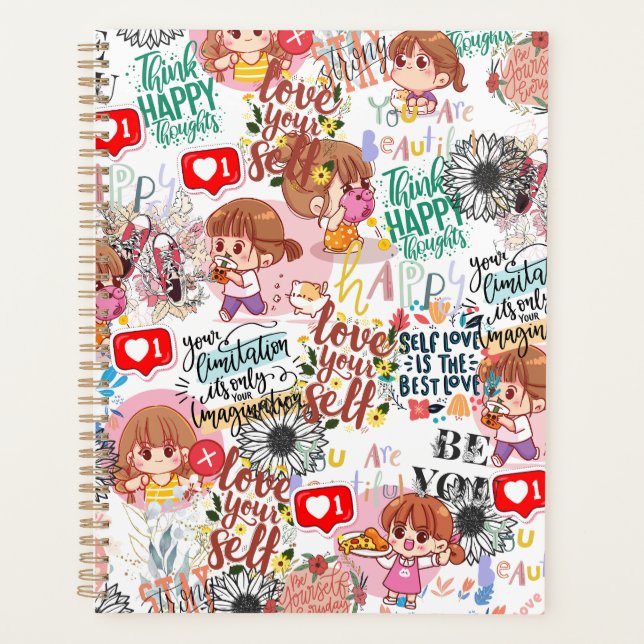 Cute Motivational – Positive Quote Kawaii  Planer (Vorderseite)