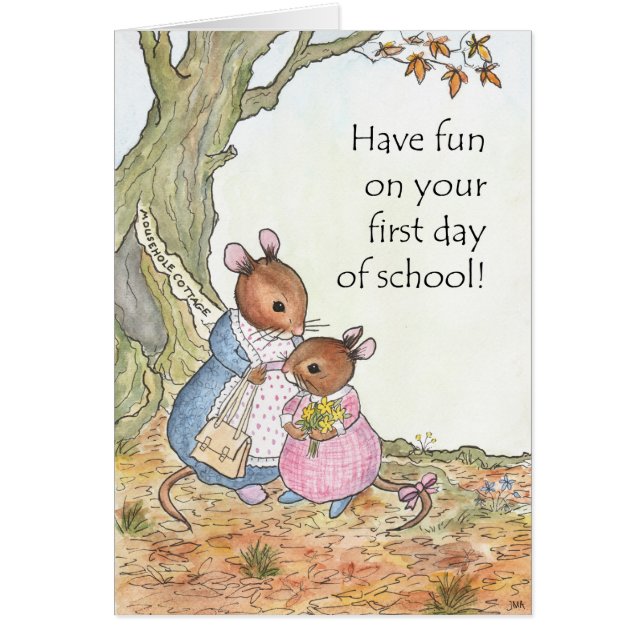 Cute Mouse Amusez-vous le premier jour de l'école (Devant)