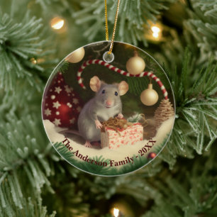 Cute Mouse texte personnalisé Métal Ornement