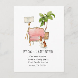 Cute Moving avec chien déplacer faire-part Carte p