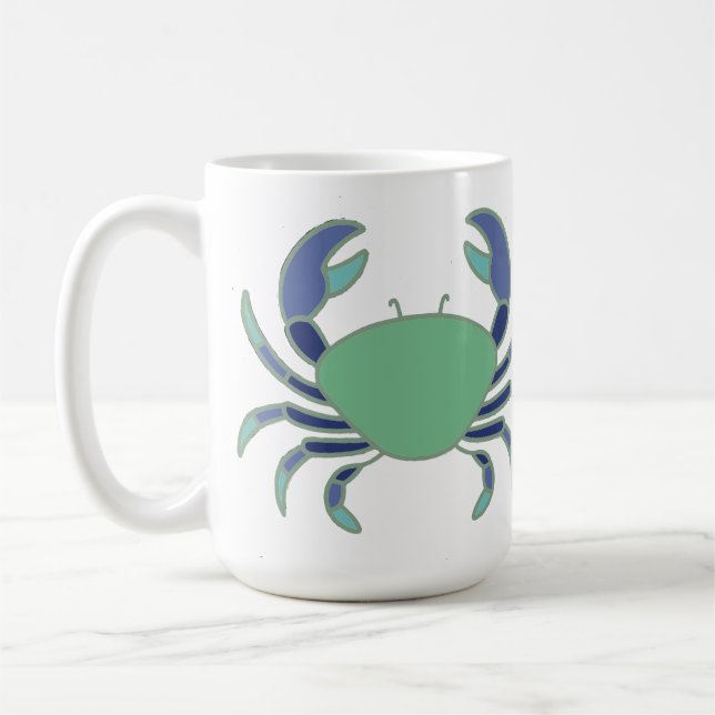 Cute mug with blue and green crab design (Gauche)