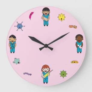 Cute Multicultural Germ Fighters Große Wanduhr
