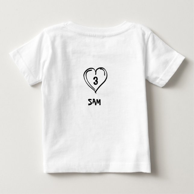 Cute Mum & Dad Heart – Custom Name Baby T-Shirt (Dos)